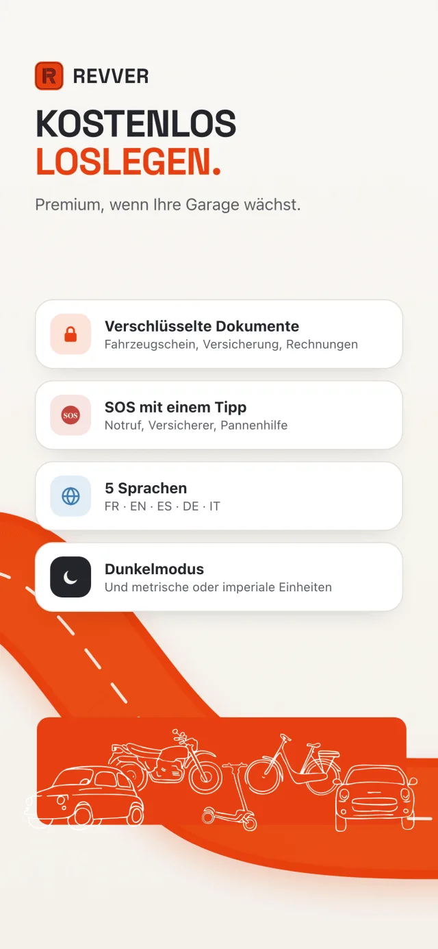 Revver ist zum Start kostenlos: verschlüsselte Dokumente, SOS mit einem Tipp, 5 Sprachen und Dunkelmodus