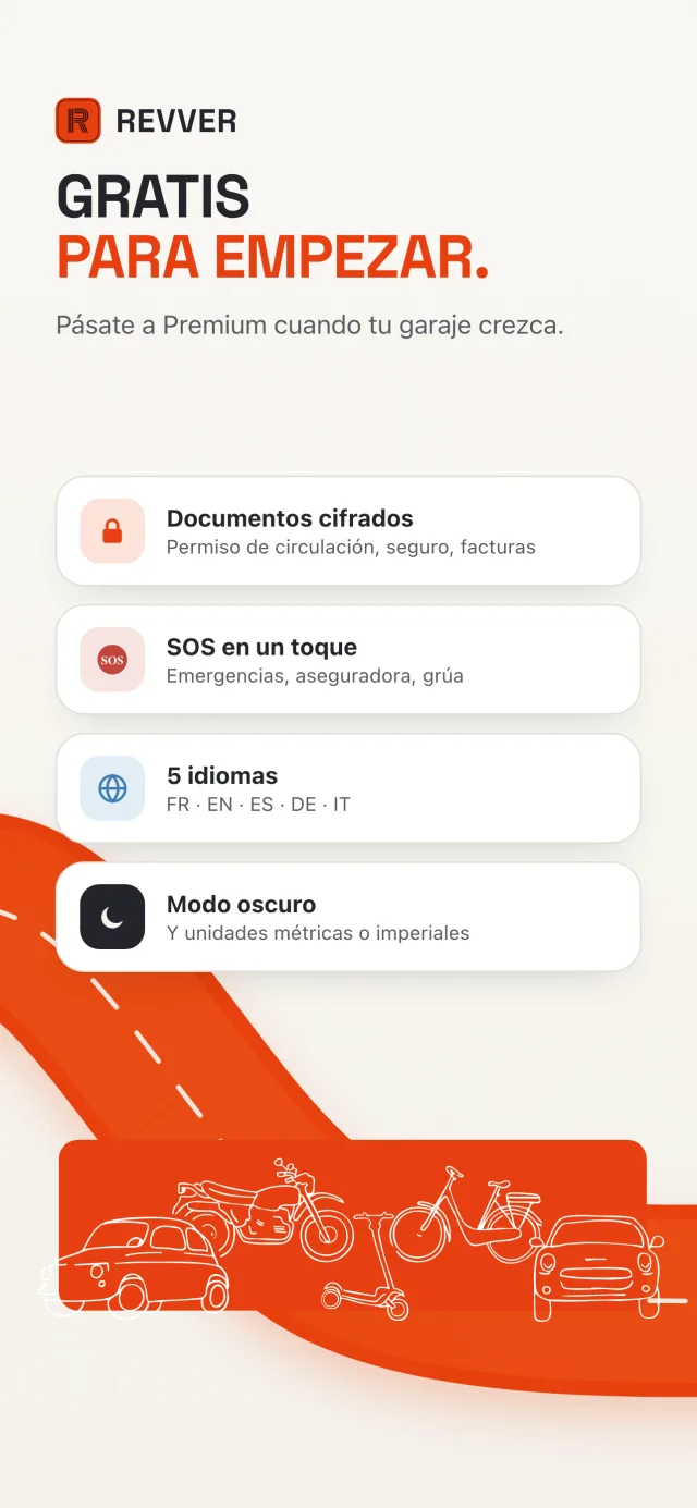 Revver es gratis para empezar: documentos cifrados, SOS en un gesto, 5 idiomas y modo oscuro